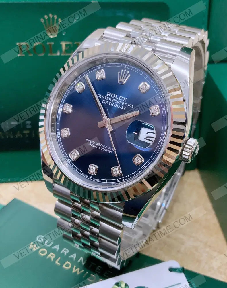 repliche rolex - Datejust 36mm acciaio blu con brillantini - rolex replica