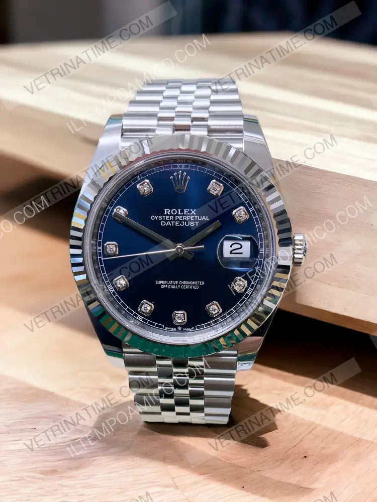 repliche rolex - Datejust 36mm acciaio blu con brillantini - rolex replica