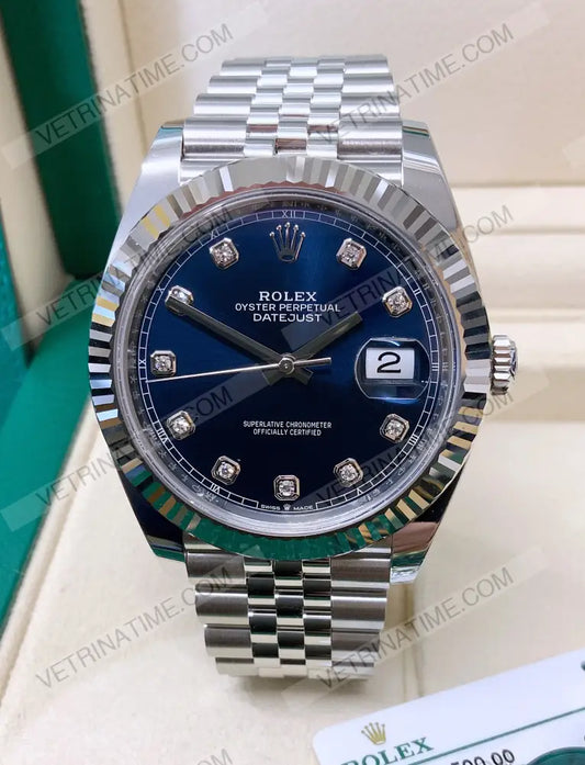 repliche rolex - Datejust 36mm acciaio blu con brillantini - rolex replica