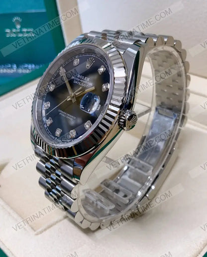 repliche rolex - Datejust 36mm acciaio blu con brillantini - rolex replica