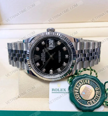 repliche rolex - Datejust 36mm acciaio nero con brillantini - rolex replica