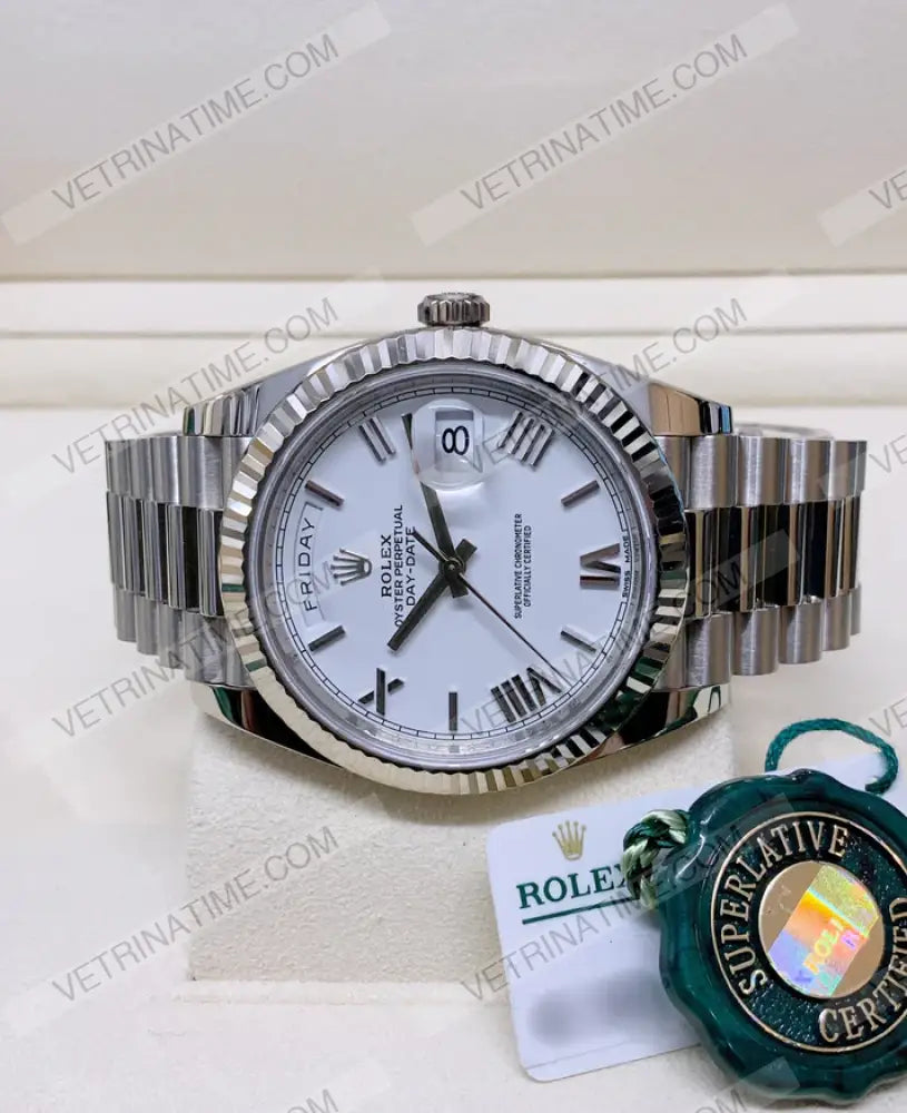 Day Date 40Mm Bianco Orologi Da Polso